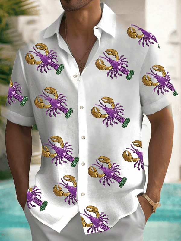 Crawfish Mardi Gras Button Down New Orleans Holiday Clothing Hawaiian Mardi Gras Shirt Crawfish Mardi Gras Button Down New Orleans Holiday Clothing Hawaiian Mardi Gras Shirt