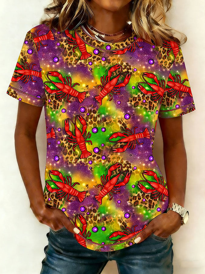 Crawfish Mardi Gras Leopard Shirt Mardi Gras Womens Clothing Best Gifts For Wife