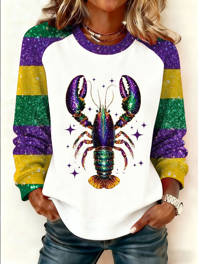 Crawfish Mardi Gras Sweatshirt Mardi Gras Party Clothes Gifts For Girlfriend