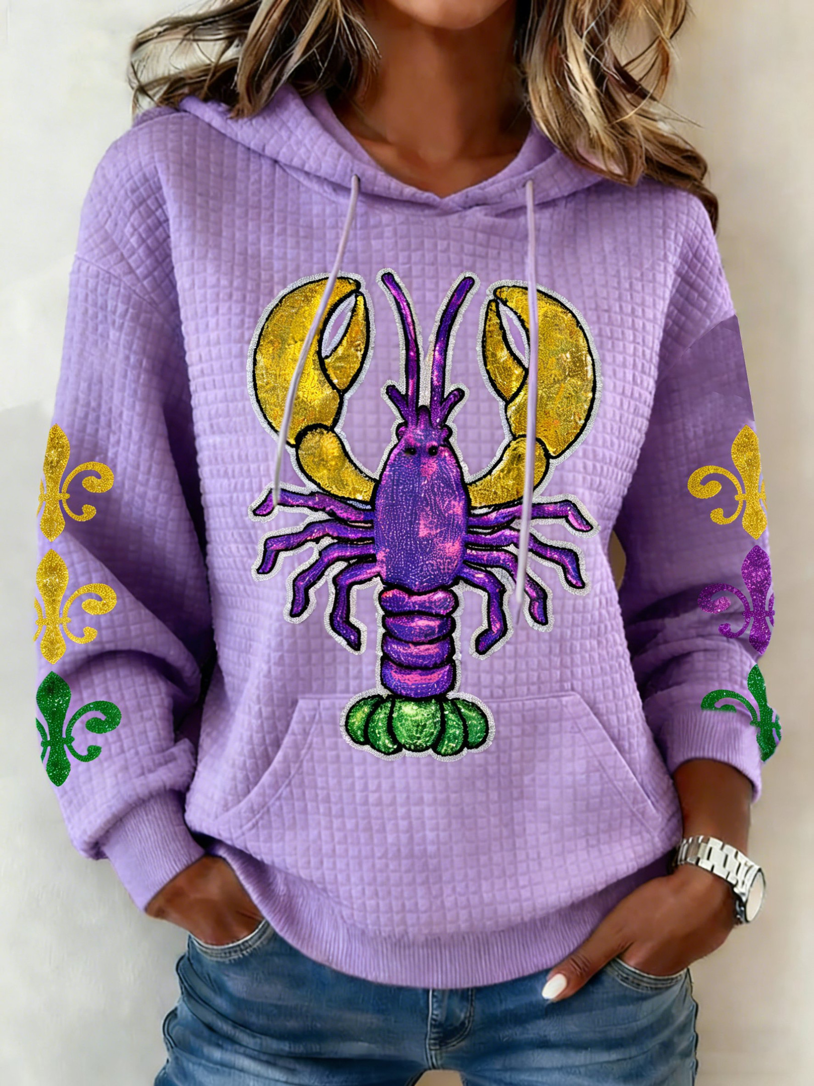 Crawfish Mardi Gras Waffle Hoodie Cute Clothes For Mardi Gras New Orleans Hoodie Gifts For Mom Crawfish Mardi Gras Waffle Hoodie Cute Clothes For Mardi Gras New Orleans Hoodie Gifts For Mom