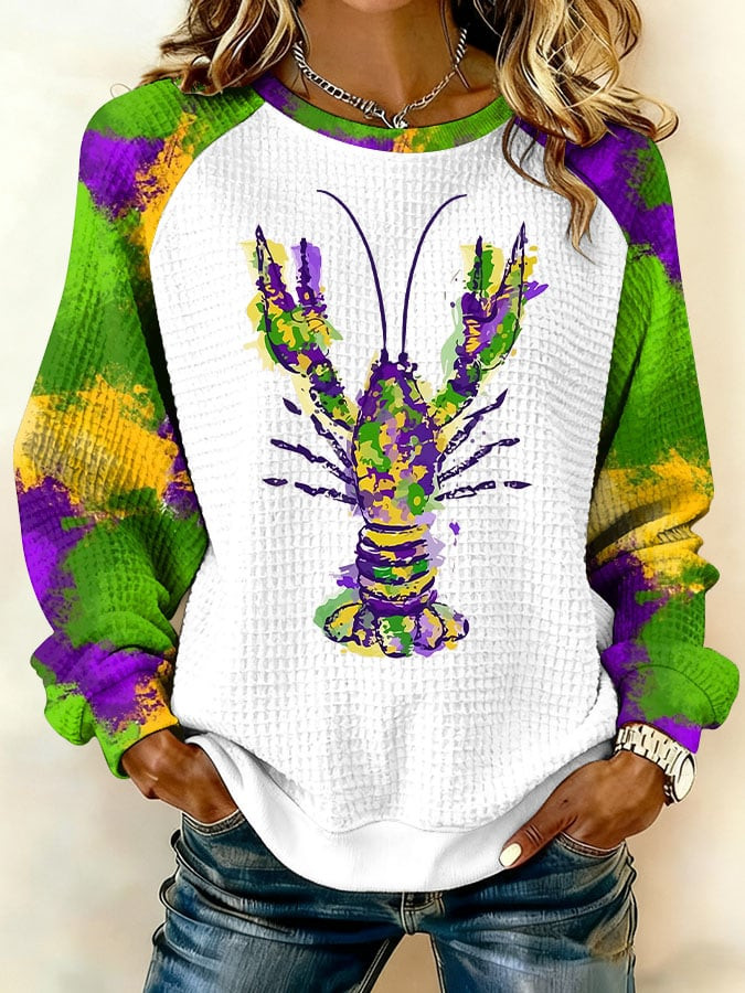 Crawfish Mardi Gras Waffle Sweatshirt Cute Mardi Gras Clothes Gifts For Sister