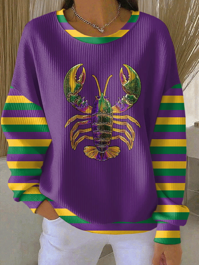Crawfish Mardi Gras Waffle Sweatshirt Mardi Gras Apparel For Women Gifts For Wife