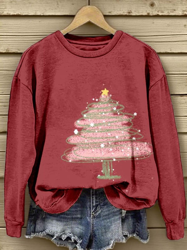 Crayon Painted Christmas Tree Sweatshirt Holiday Apparel Great Presents For Her