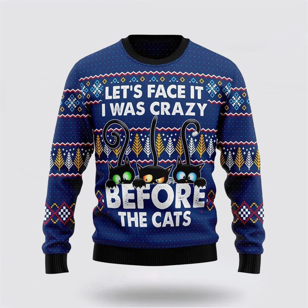 Crazy Cat Ugly Christmas Sweater Christmas Unisex Sweater Funny Christmas Sweater