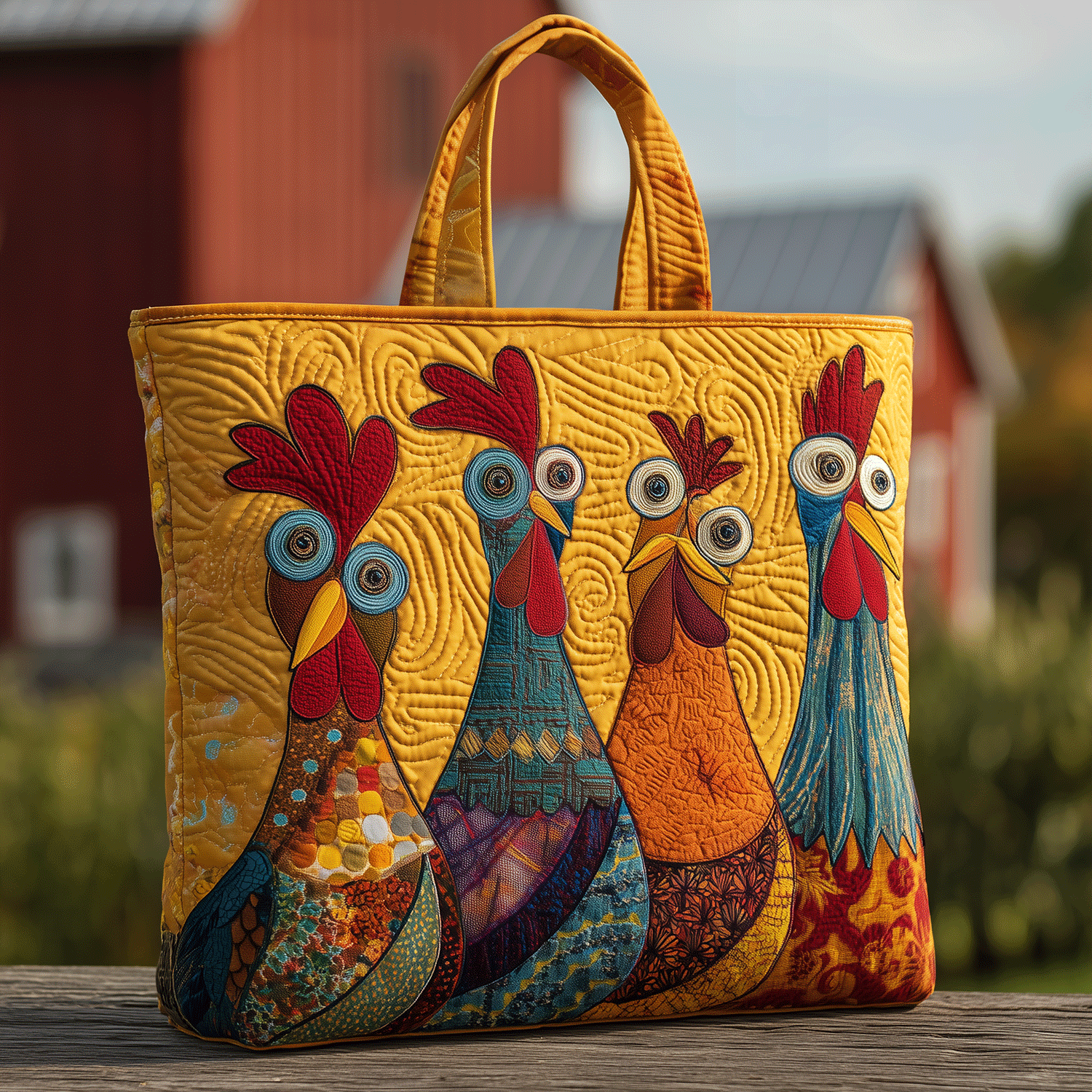 Crazy Coop Squad Quilted Tote Bag Farmers Market Gifts