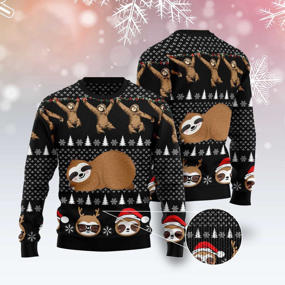 Crazy Sloth Ugly Christmas Sweater Funny Ugly Christmas Sweater Xmas Gifts