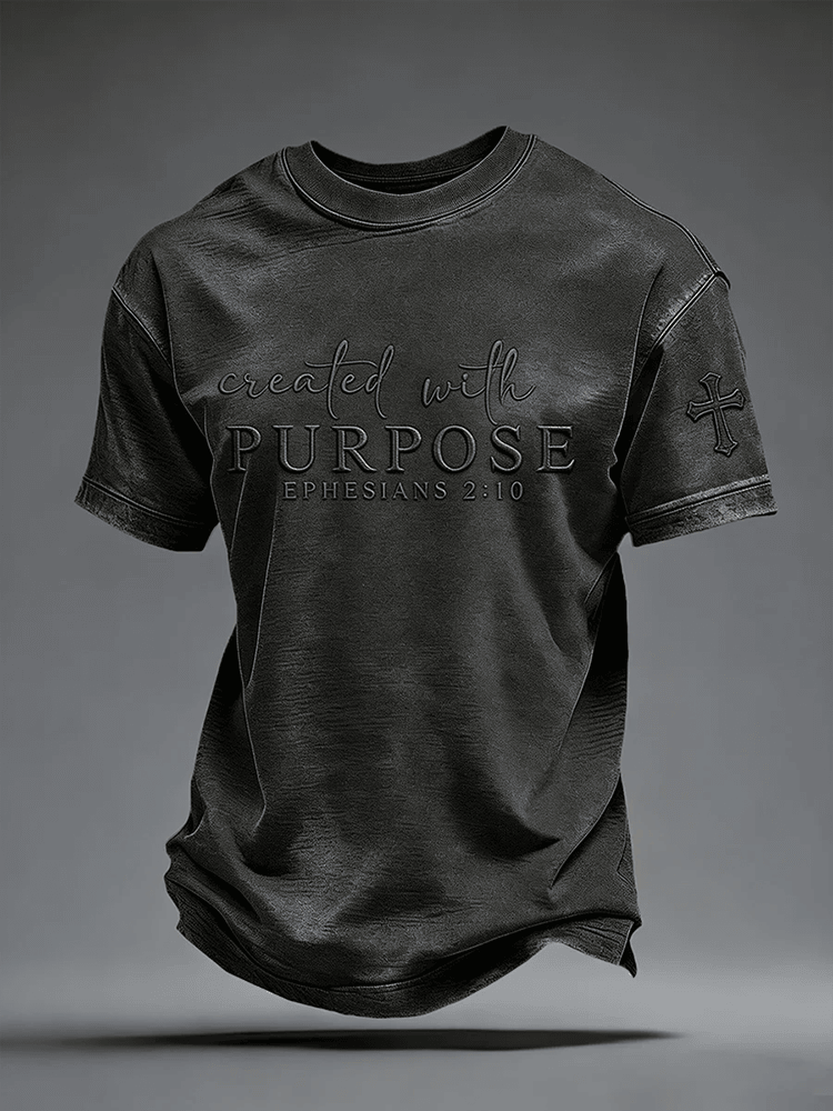 Created With Purpose Printed Casual T-Shirt Jesus Clothing Best Christian Gifts