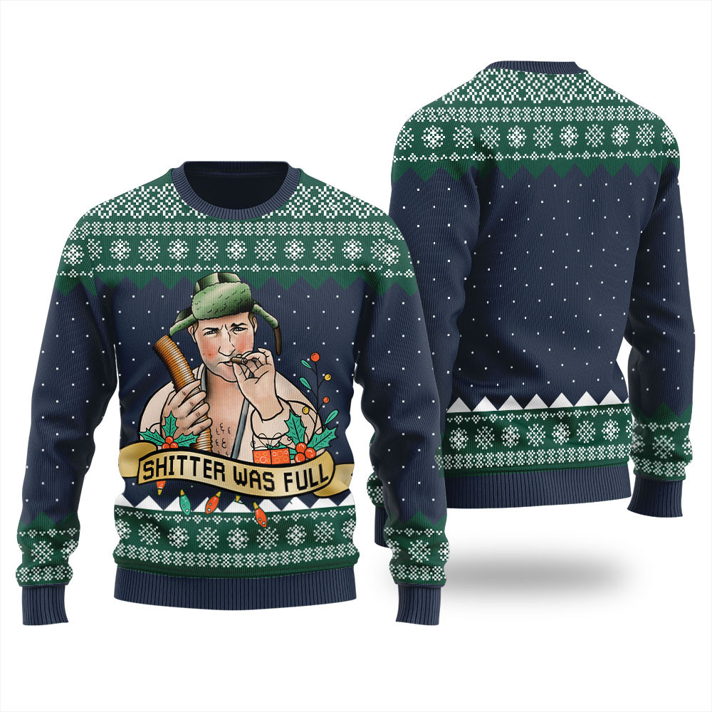 Creative Christmas Vacation Shitters Full Mens Holiday Sweater Navy Cozy Christmas Sweater for Holiday Season