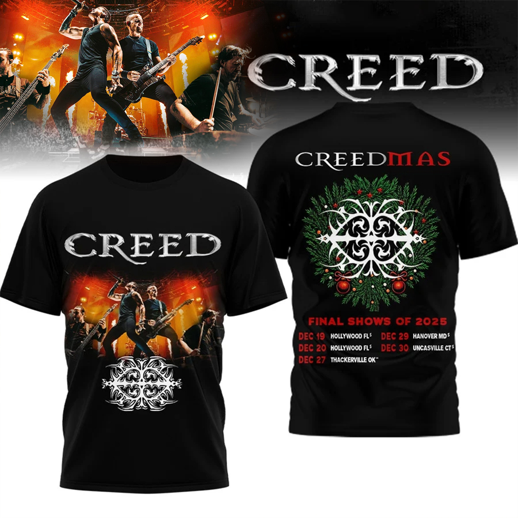 Creed Creedmas Final Shows Of 2025 Tour Shirt Rock Band Christmas Concert T-Shirt Creed Merch