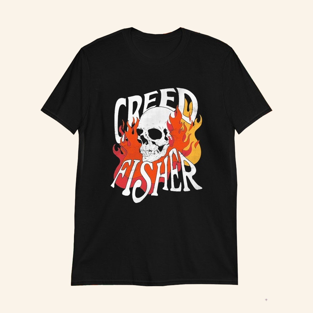 Creed Fisher Skull Flames T-Shirt Creed Fisher Merch Music Related Gifts For Guys