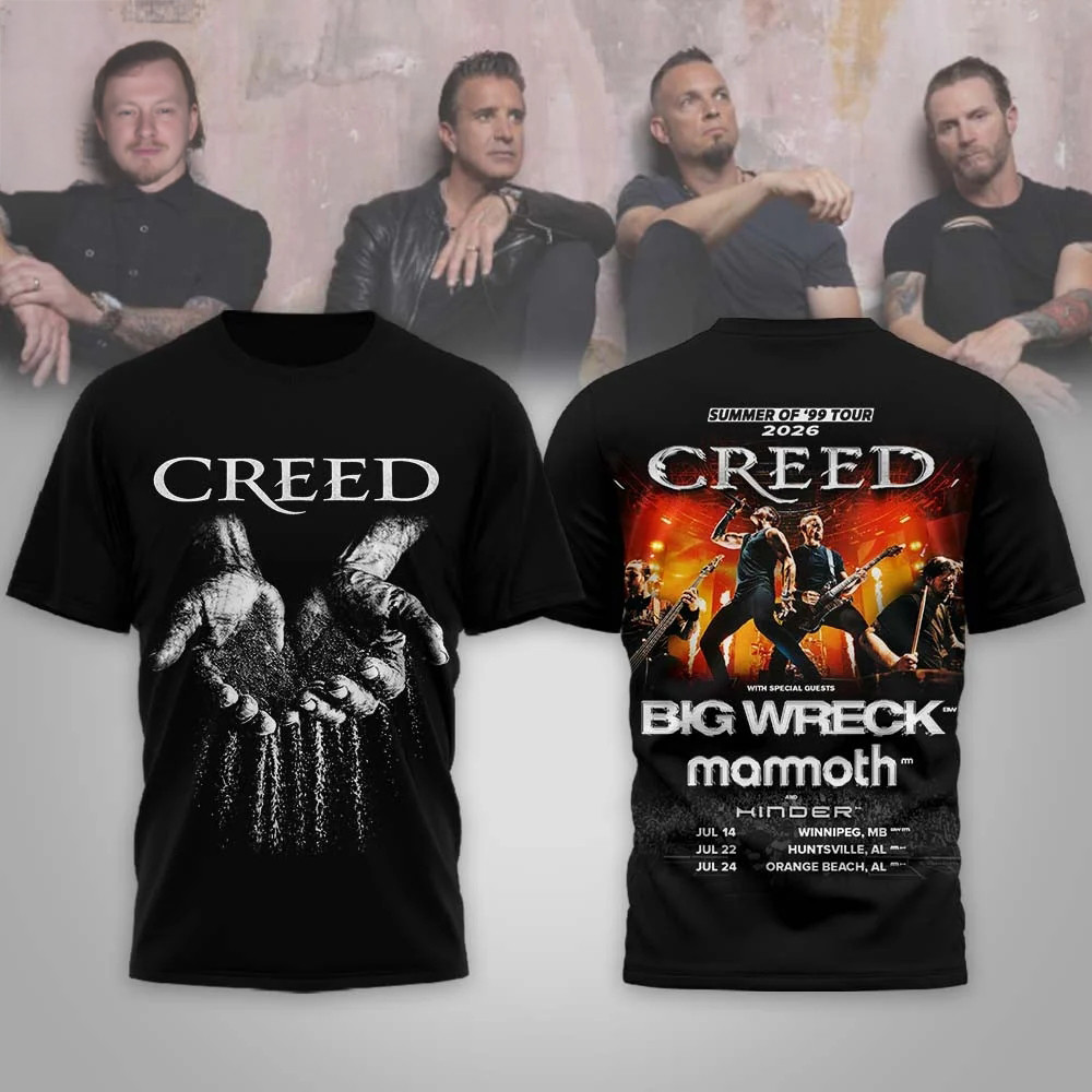 Creed Summer Of 99 Tour 2026 Big Wreck And Mammoth T-Shirt Summer Of 99 Band Shirt