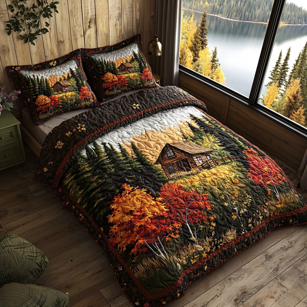 Creekside Cabin Quilted Bedding Set Best Bedspread Set Cute Fall Gifts For Girlfriend