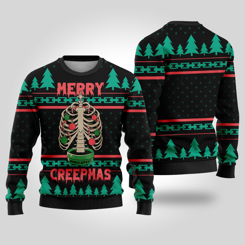 Creepy Christmas Tree Horror Halloween Sweater Black Christmas Merch Gift That Brings Joy and Warmth