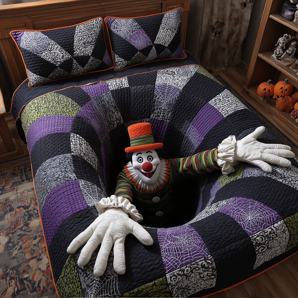 Creepy Clown Quilted Bedding Set Halloween Bed Spread Unique Ideas For Family