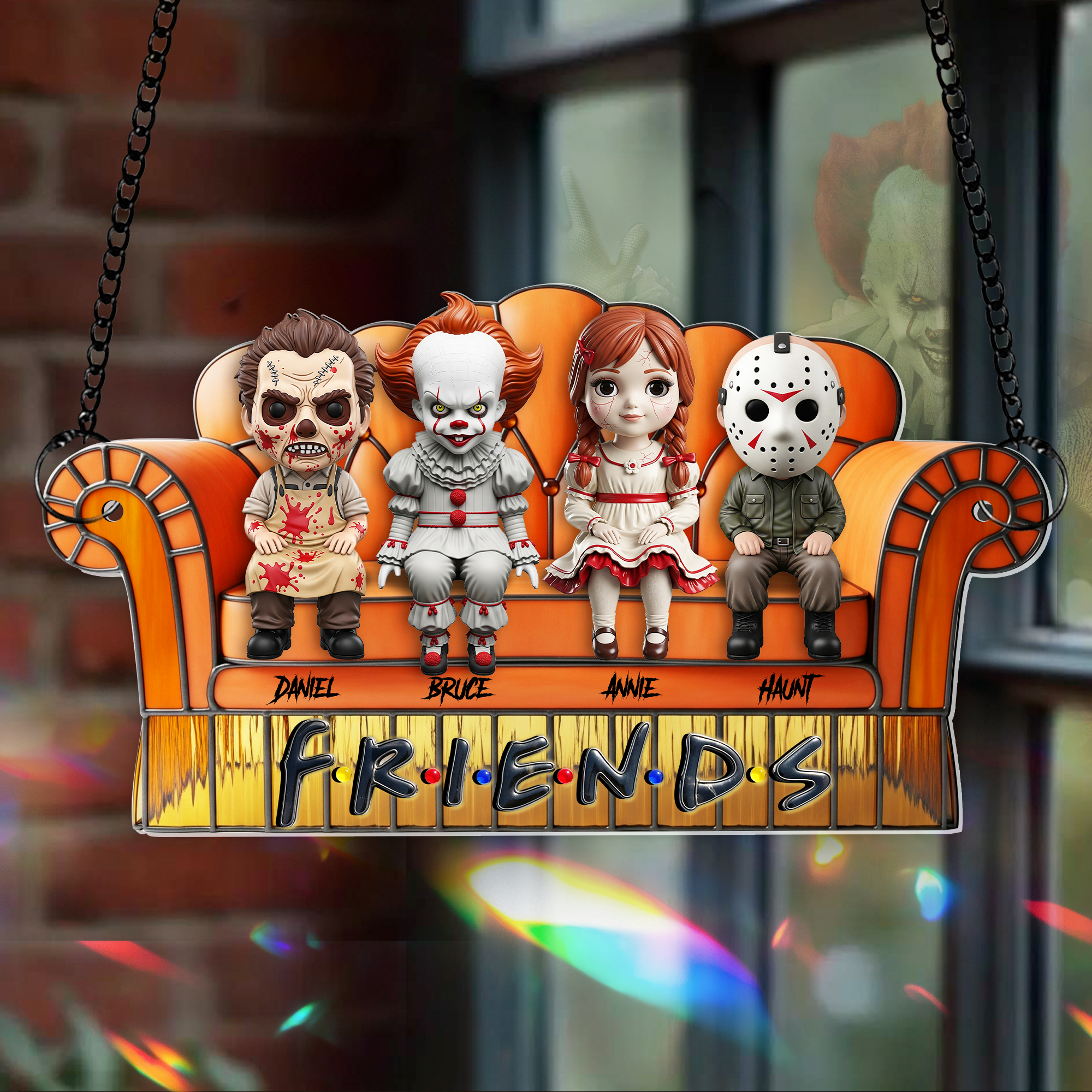 Creepy Crew Chilling Together Suncatcher - Personalized Gift For Friends - Xmas Home Decoration Gift