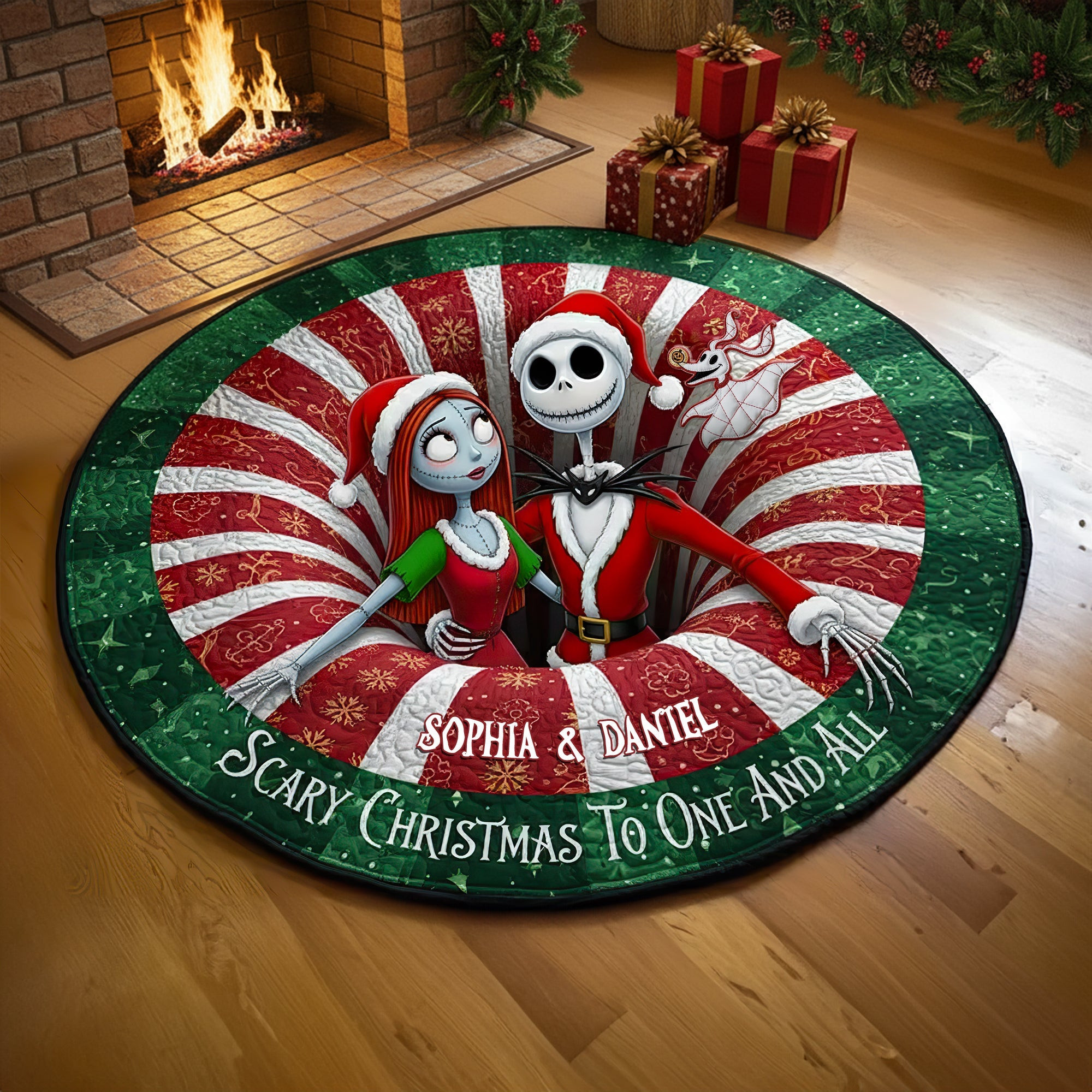Creepy Cute Couple Round Mat - Personalized Christmas Gift For Couples - Weird Christmas Gifts For Boyfriend Creepy Cute Couple Round Mat - Personalized Christmas Gift For Couples - Weird Christmas Gifts For Boyfriend