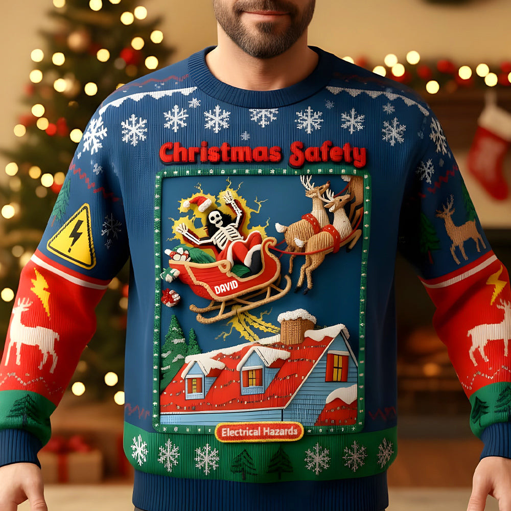 Creepy Fun Santa Electric Shock Ugly Sweater, Personalized Gifts For Christmas - Weird Christmas Gifts For Boyfriend Creepy Fun Santa Electric Shock Ugly Sweater, Personalized Gifts For Christmas - Weird Christmas Gifts For Boyfriend
