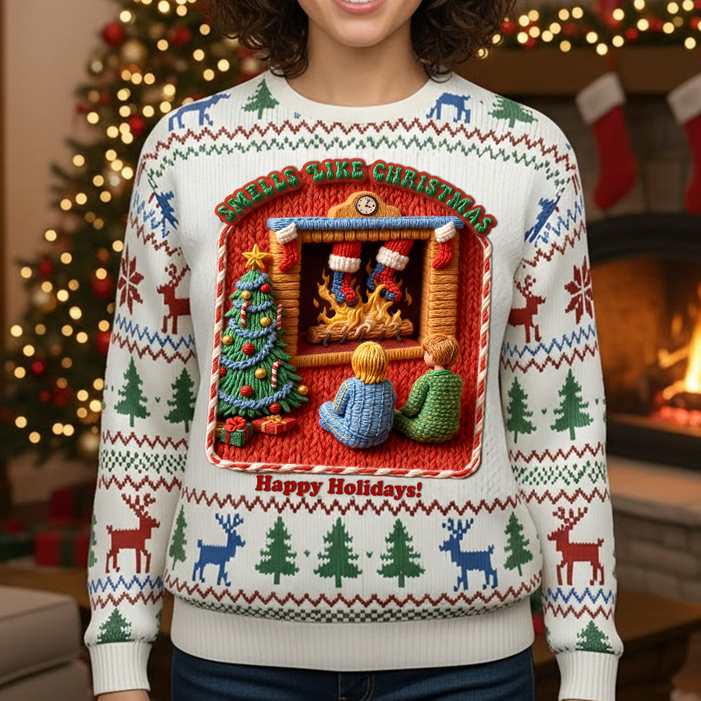 Creepy Fun Waiting Santa In Chimney Ugly Sweater, Personalized Gifts For Christmas - Last Minute Funny Christmas Gifts Prime