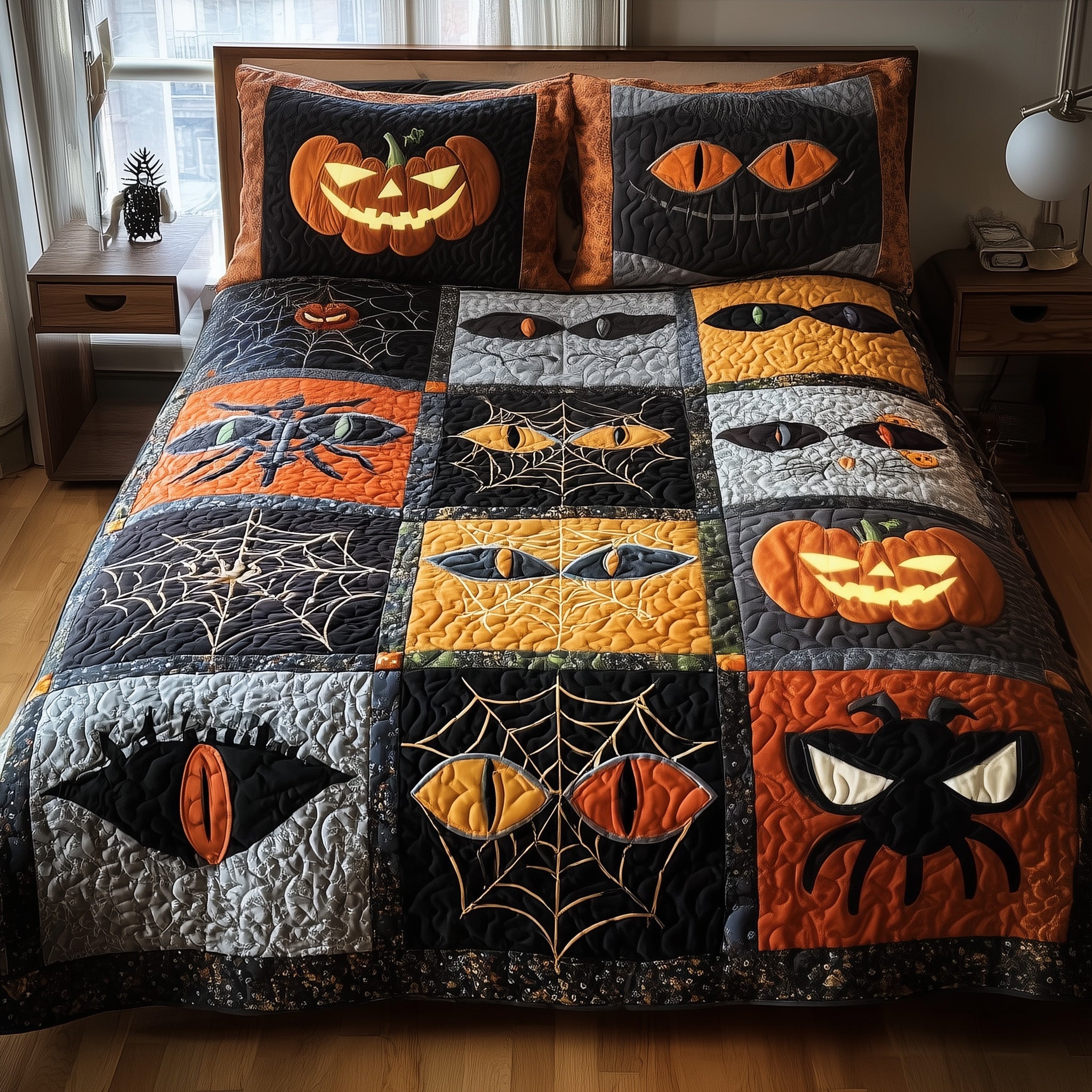Creepy Halloween Quilted Bedding Set Classic Style