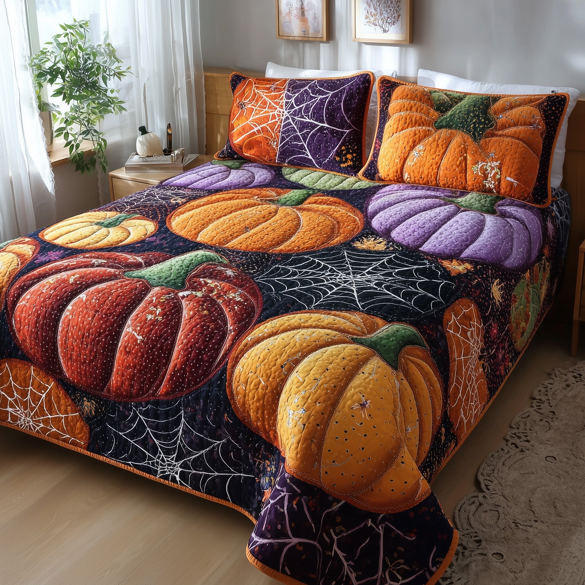 Creepy Halloween Quilted Bedding Set Relaxing Sleep