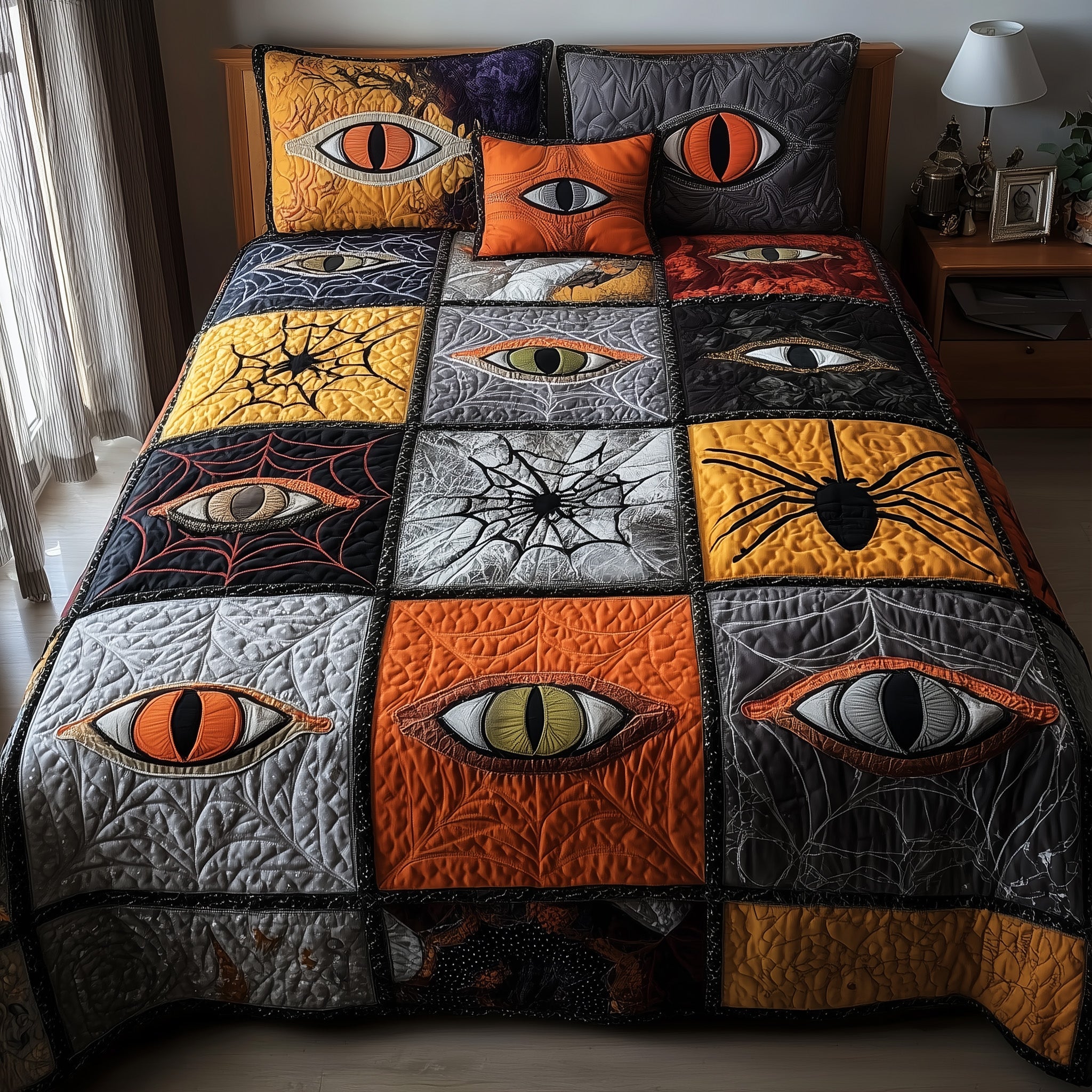 Creepy Halloween Quilted Bedding Set Unique Pattern