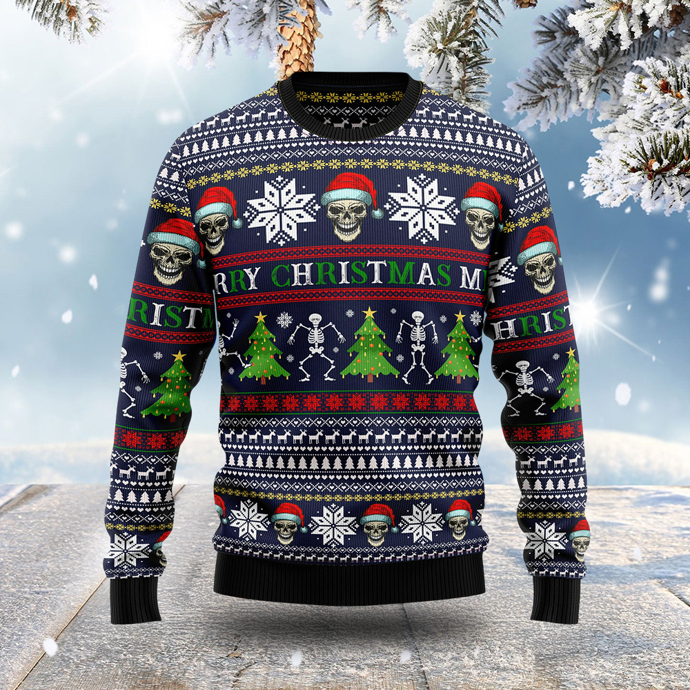 Creepy Skull Head Ugly Christmas Sweater Winter Clothing Christmas Gifts For Skull Lovers