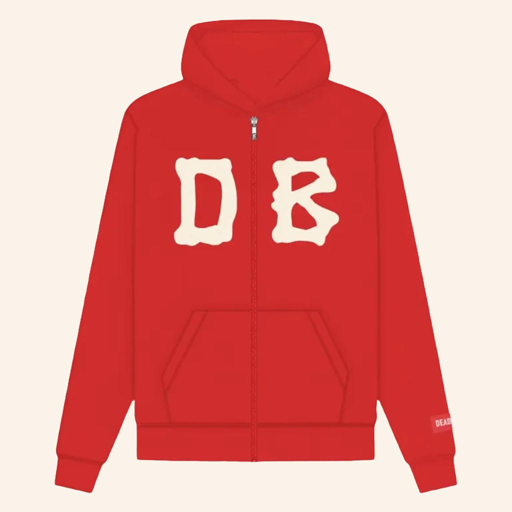 Crepdog Crew Merch Deadbear Bone Zipper Hoodie Red Birthday Ideas For Husband