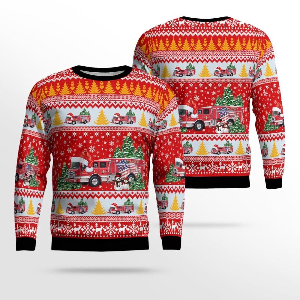 Creve Coeur Illinois Creve Coeur Fire Department AOP Ugly Sweater Xmas Unisex Sweater Christmas Gifts For Men Women