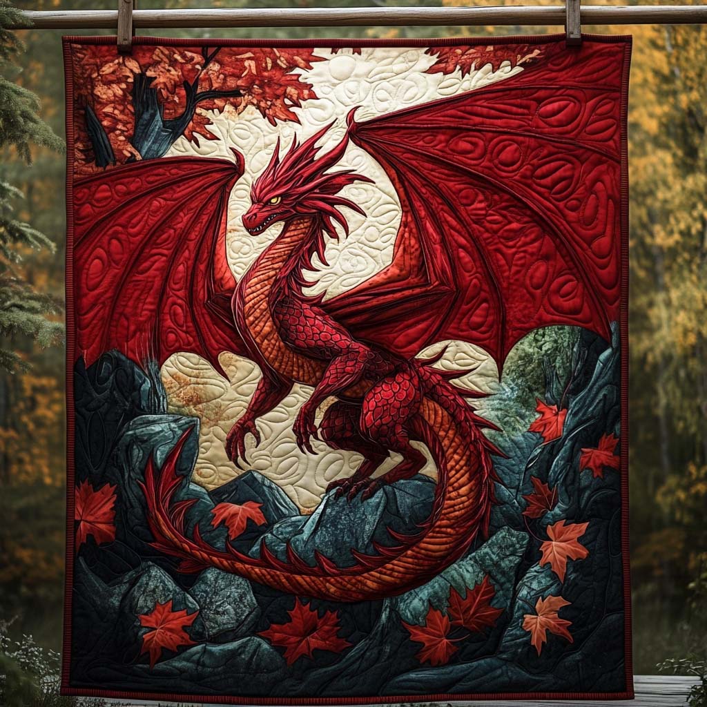 Crimson Blaze Quilted Blanket Presents For Dragon Lovers