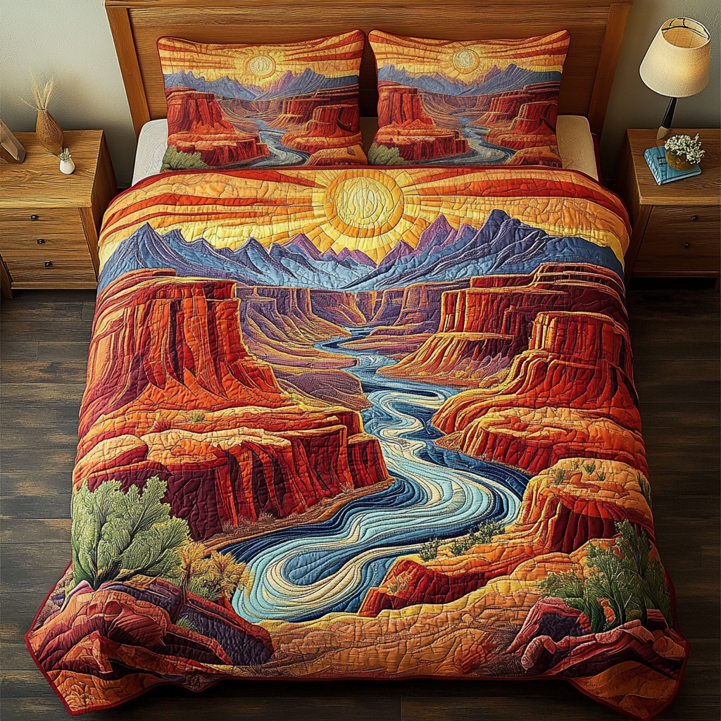 Crimson Canyons Quilted Bedding Set Best Comforter Sets Best Unique Cactus Gifts