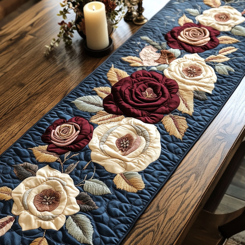 Crimson Charm Quilted Table Runner Dining Room Decor Ideas Best Gifts For Flower Lovers
