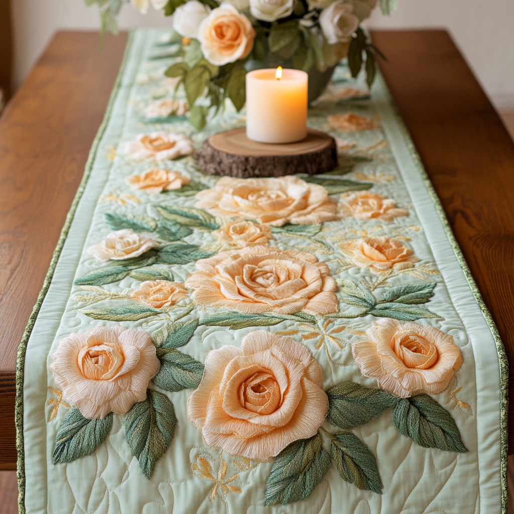 Crimson Charm Quilted Table Runner Dining Room Table Decor Ideas Presents For Flower Lovers