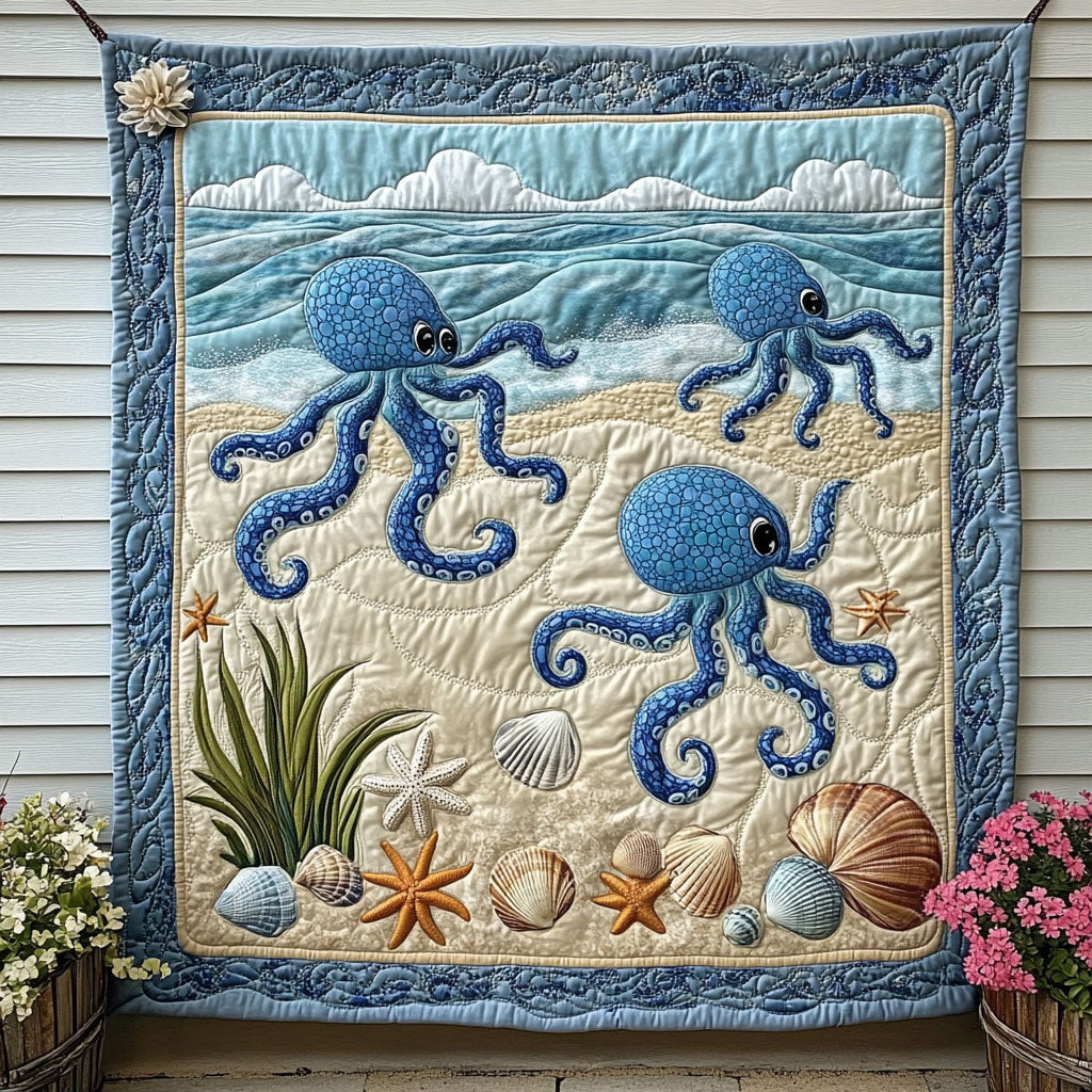 Crimson Curl Quilted Blanket Sofa Couch Throw Blanket Octopus Themed Gifts