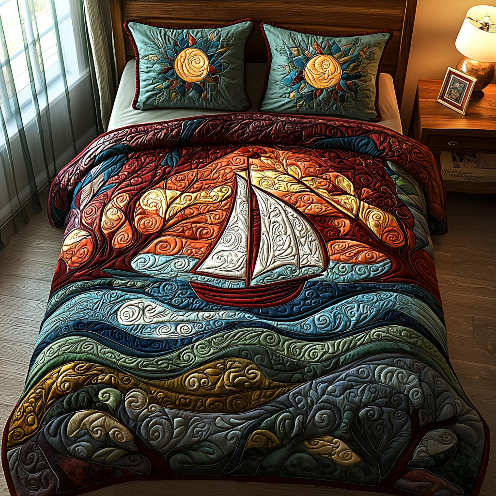 Crimson Currents Quilted Bedding Set Bedroom Decorations Sailboat Gifts For Him