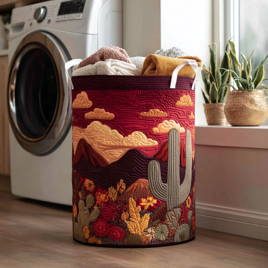 Crimson Dusk Quilted Laundry Basket Perfect Birthday Gift Idea