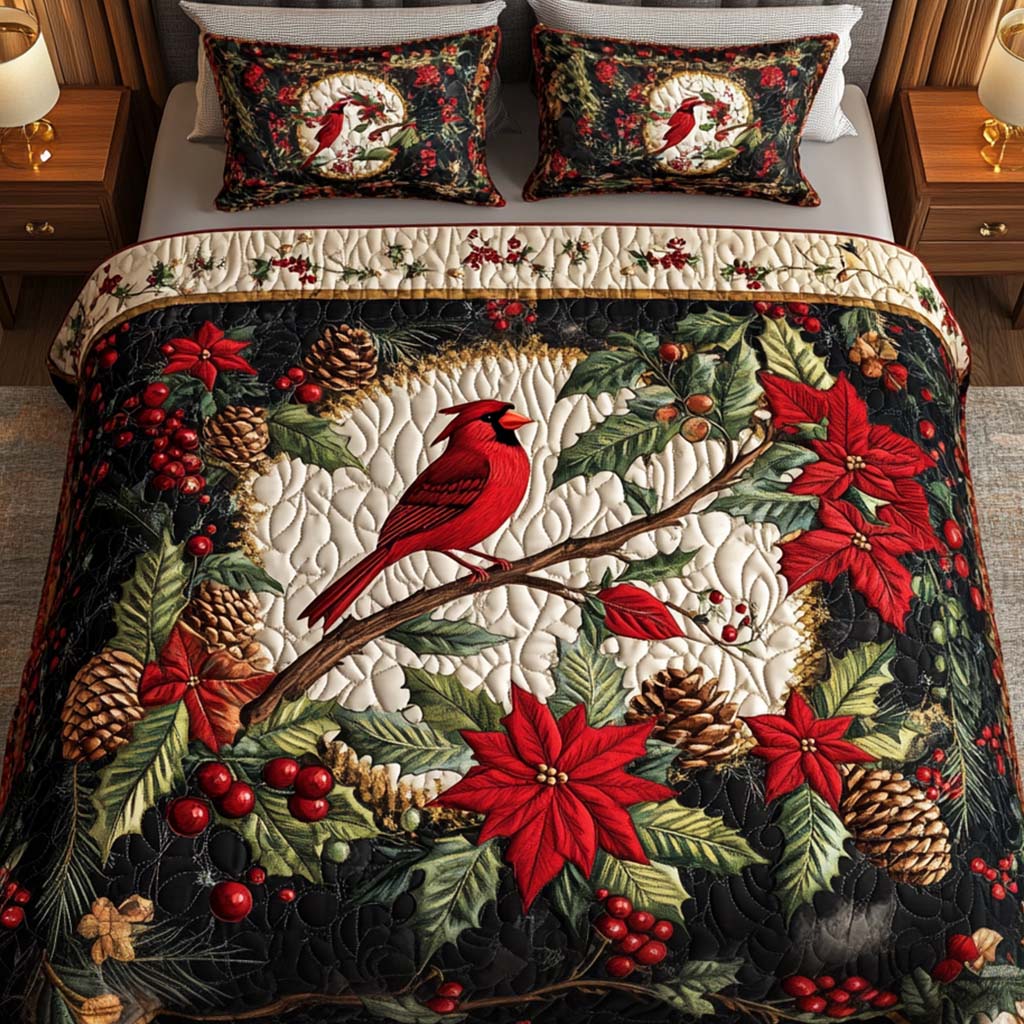 Crimson Elegance Quilted Bedding Set Luxury Bedroom Decor Sophisticated Home Gift For Her
