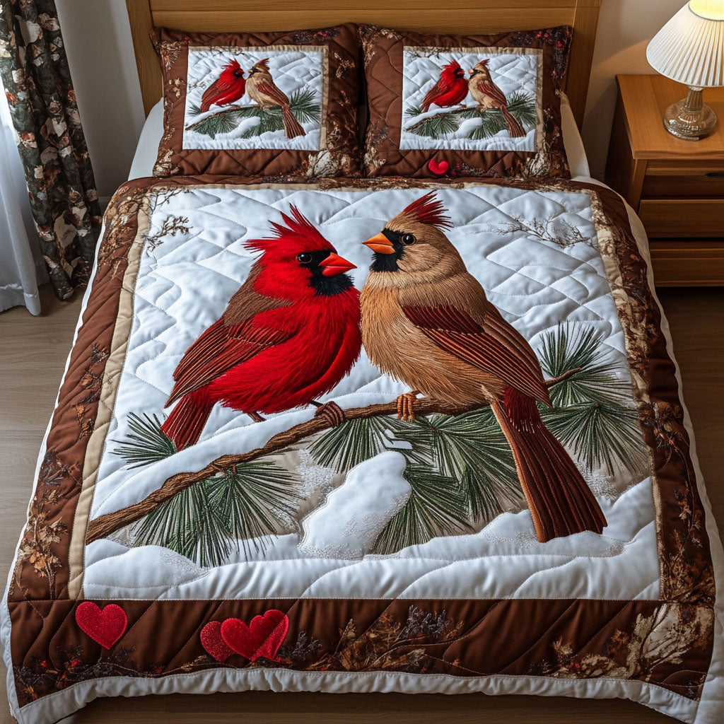 Crimson Embrace Quilted Bedding Set Stylish Bed Sheet Set for Modern Home