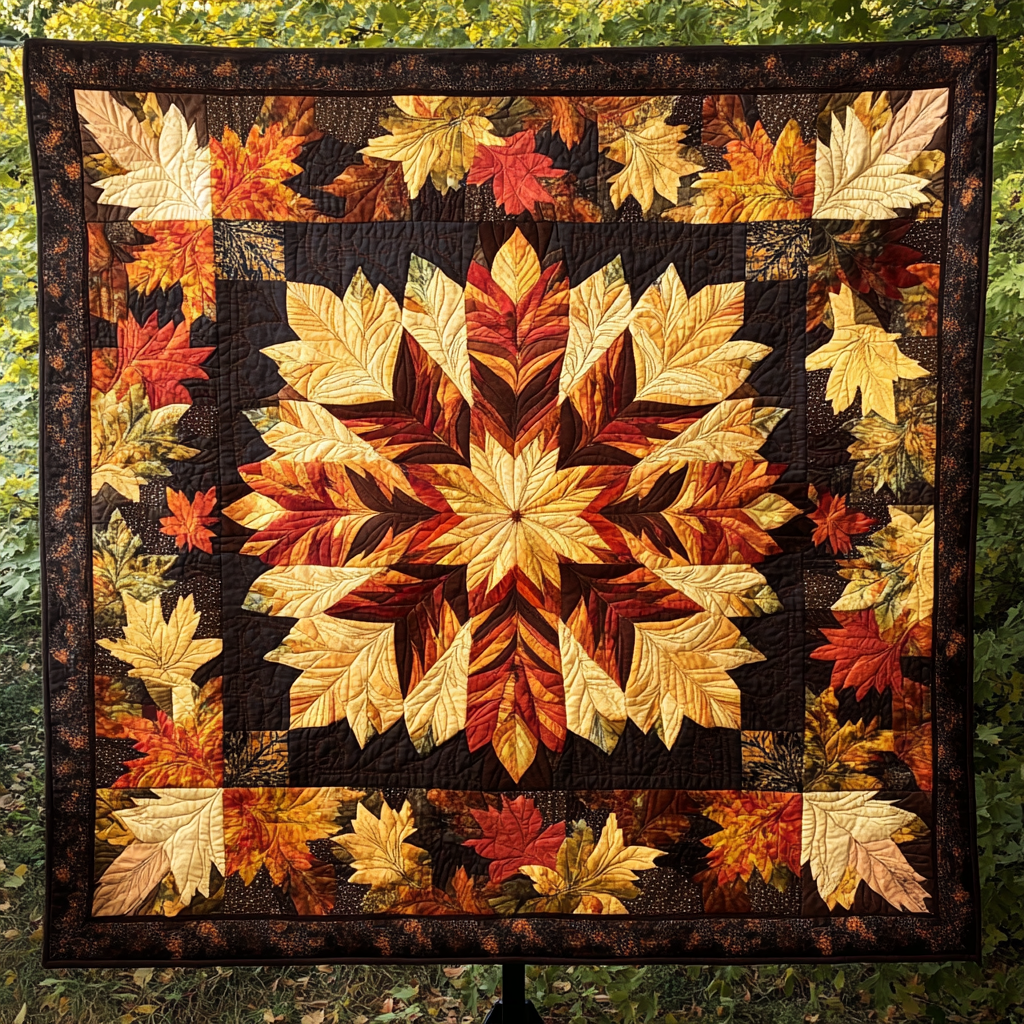 Crimson Fall Breeze Quilted Blanket Cozy Fall Gift Ideas