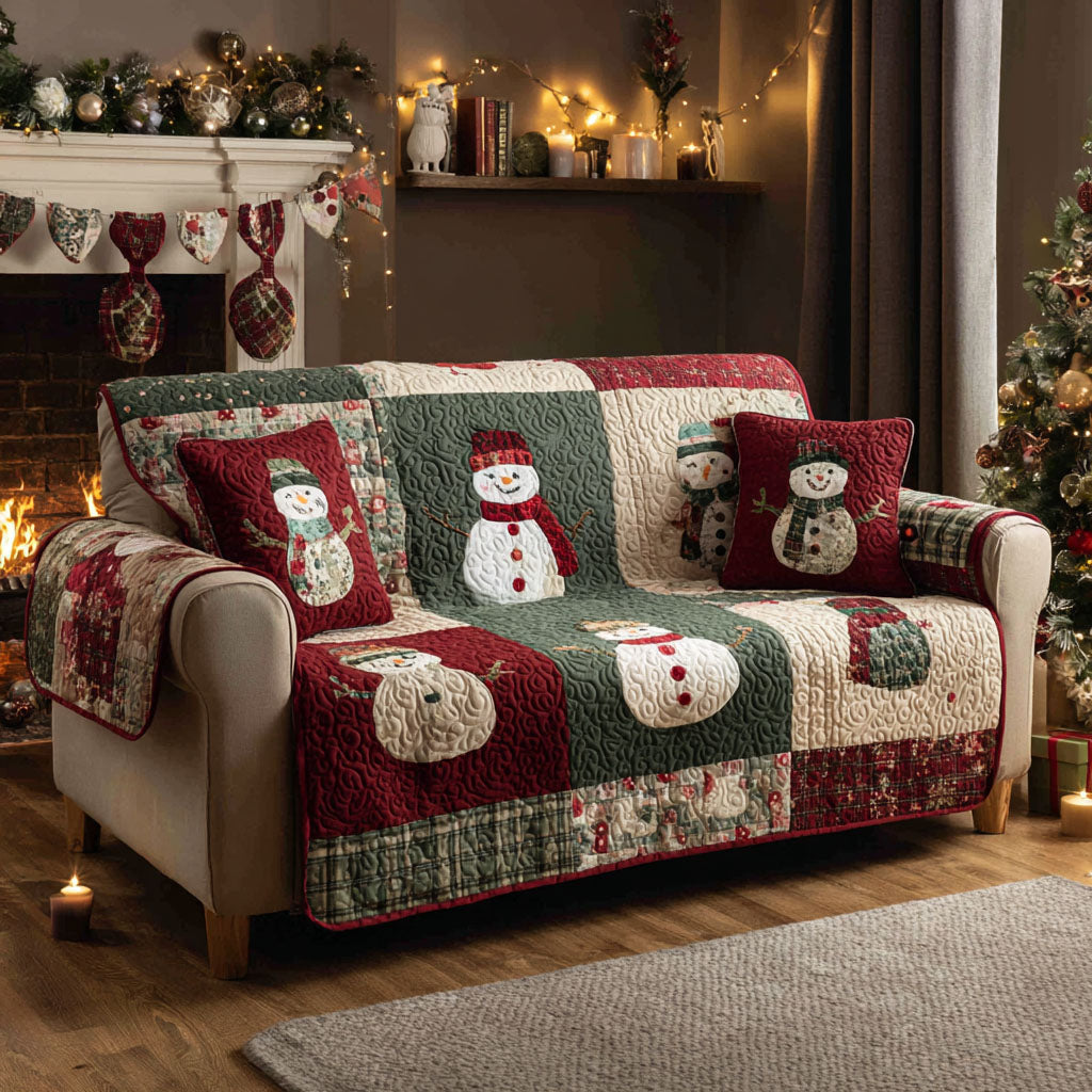 Crimson Frost Quilted Sofa Cover Santa Sofa Cover Good Family Gifts