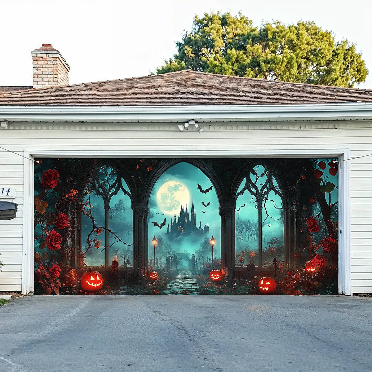 Crimson Nightfall Halloween Garage Door Banner Halloween Decor Haunted Season Gifts