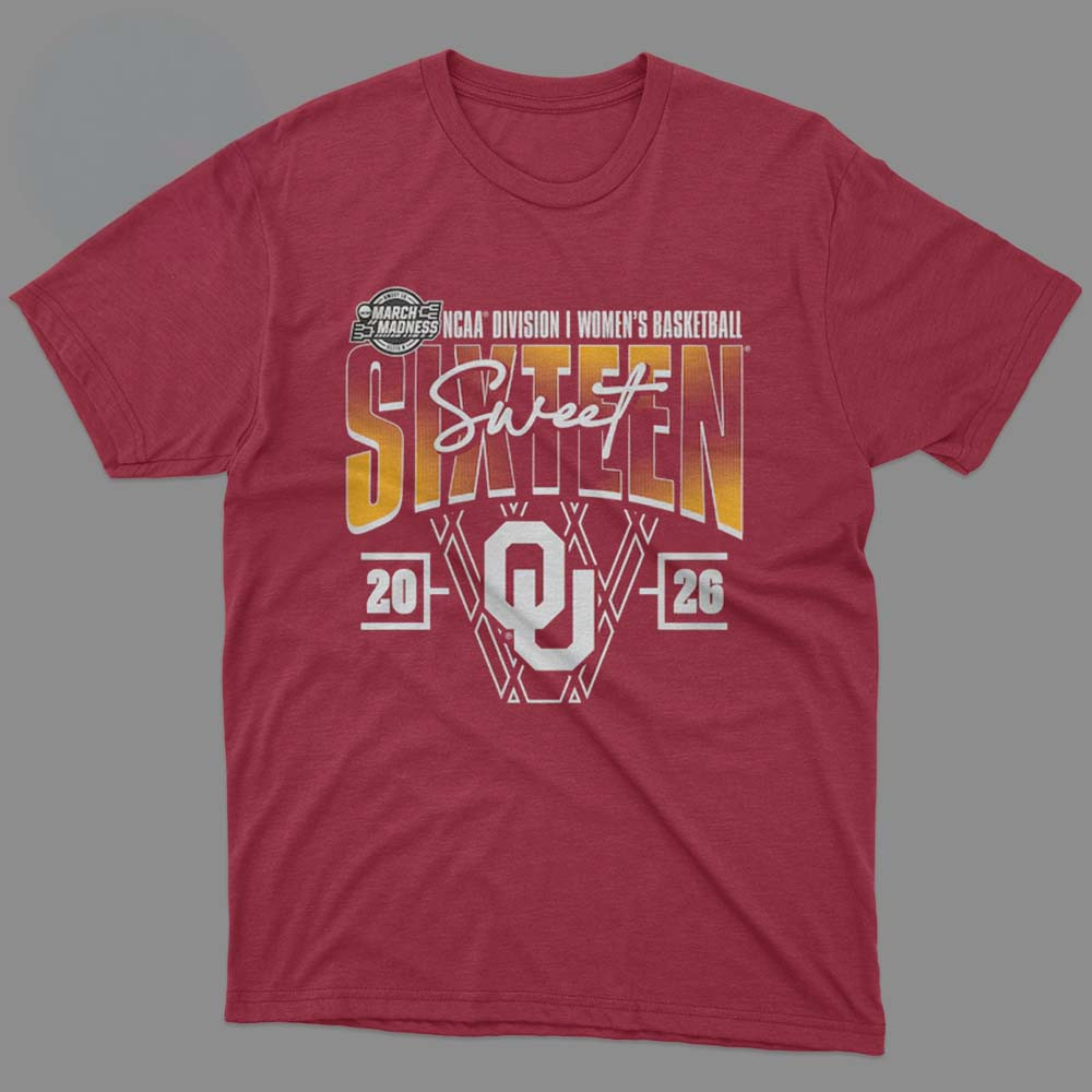 Crimson Oklahoma 2026 NCAA Division I Women's Basketball T-Shirt Madness Sweet 16 Shirt