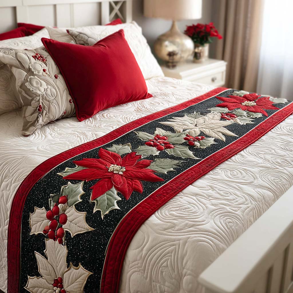Crimson Petals Quilted Bed Runner Christmas Bedroom Ideas Xmas Gifts For Sister In Law