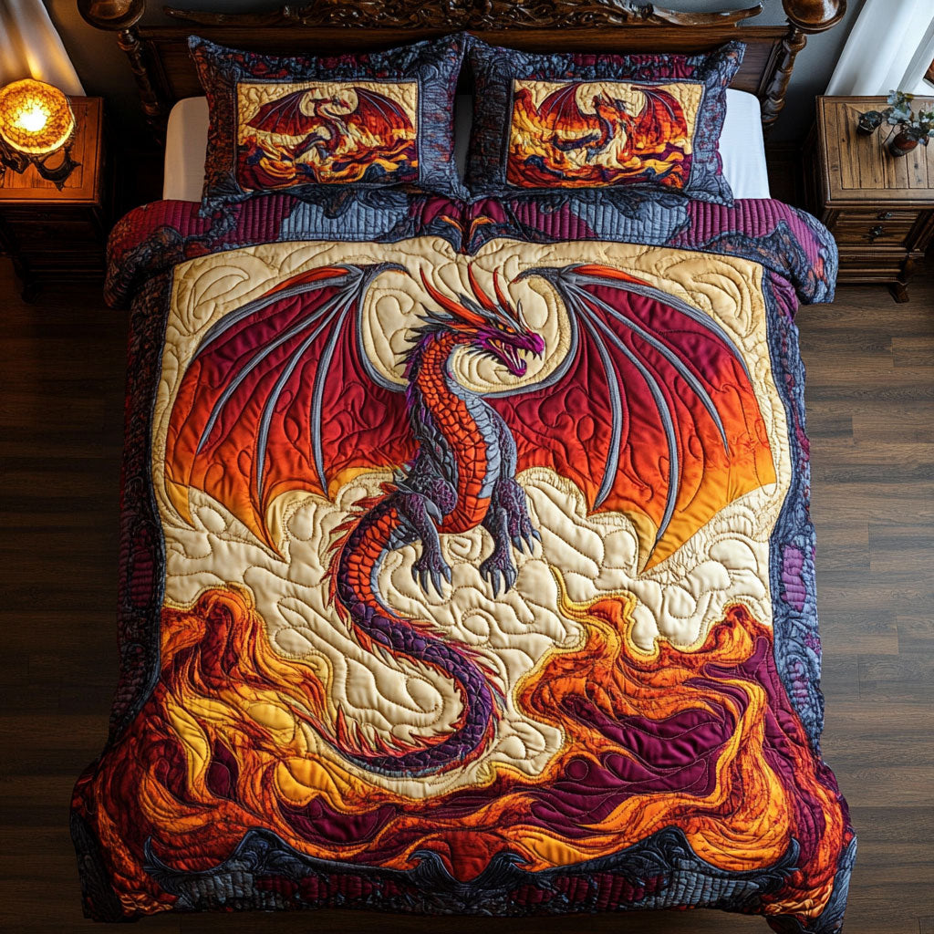 Crimson Roar Quilted Bedding Set Duvet Cover Bedspread Gifts For Family