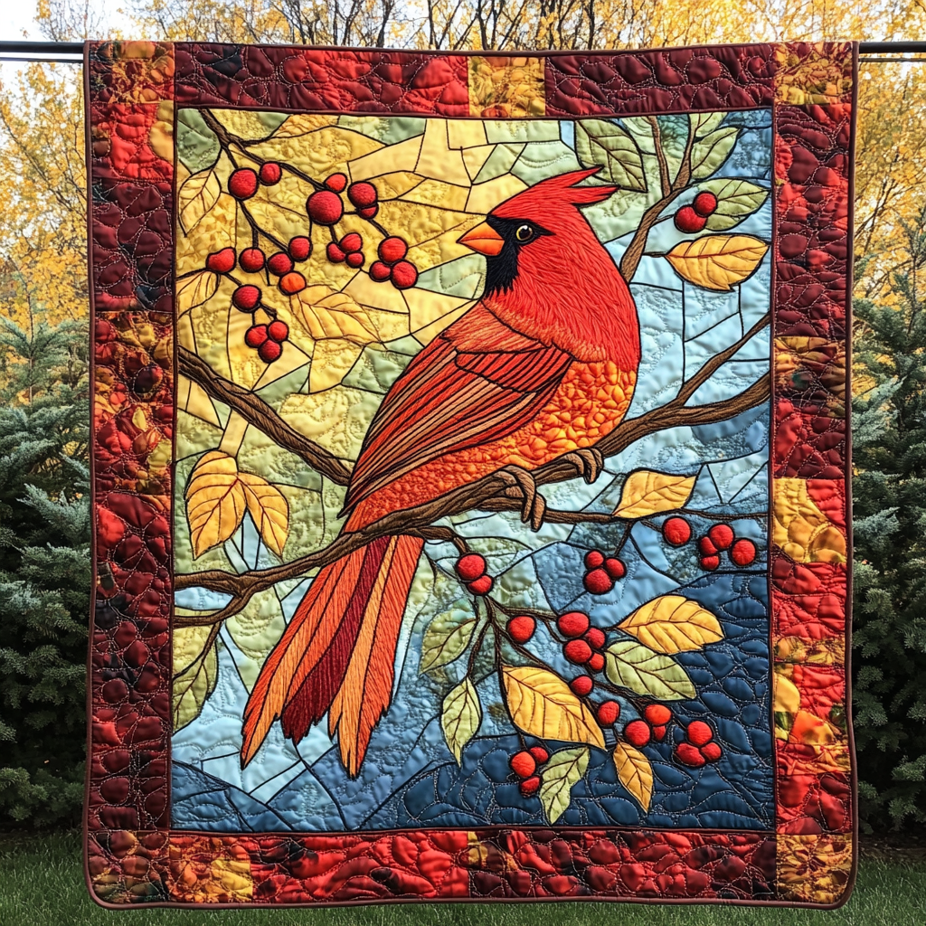 Crimson Serenity Quilted Blanket Gift Ideas For Bird Lovers