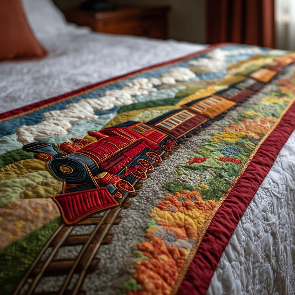 Crimson Trail Quilted Bed Runner Bed Decorations Presents For Train Lovers