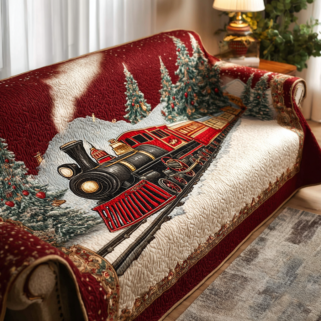 Crimson Trail Quilted Sofa Cover Living Room Winter Decor Christmas Gifts For Men