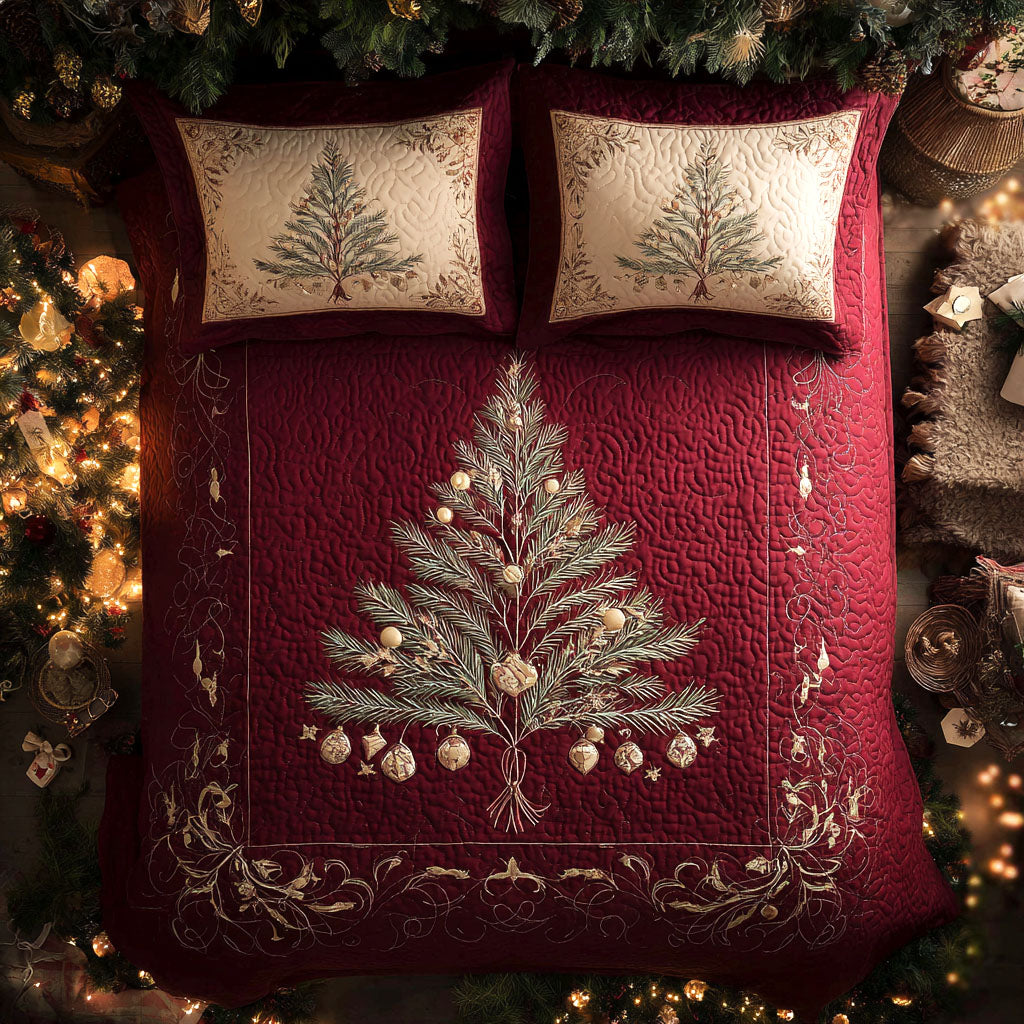 Crimson Twilight Quilted Bedding Set Holiday Season Duvet Cover Set Christmas Gift Ideas For Mom