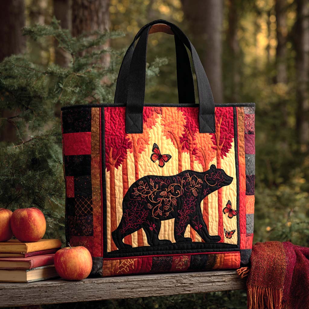 Crimson Wildwalk Quilted Tote Bag Gift Ideas For Bear Lovers