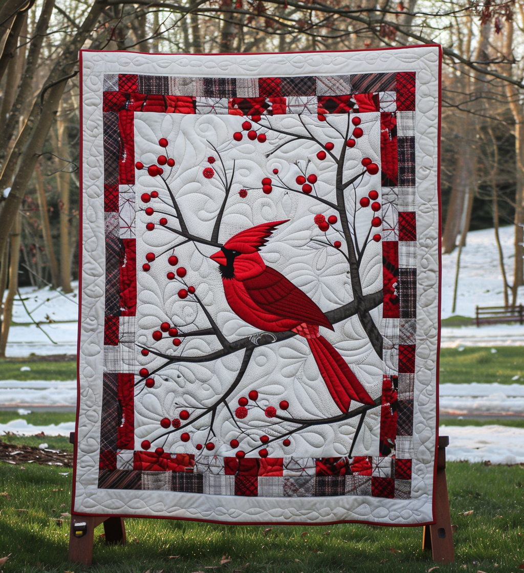 Crimson Wings Quilted Blanket Unique Cardinal Gifts