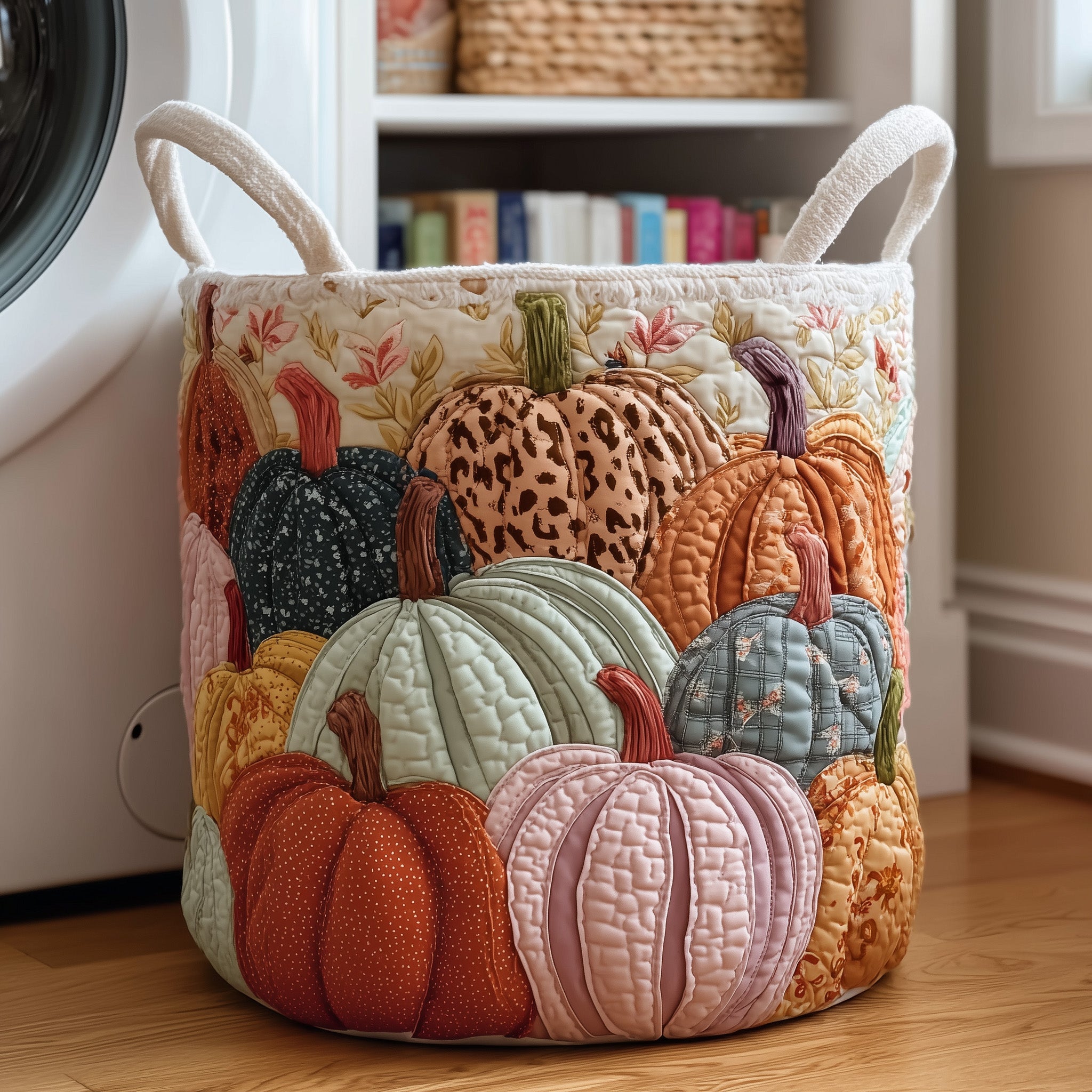 Crisp Autumn Patch Quilted Laundry Basket Foldable Fabric Clothes Hamper Gift For Friends